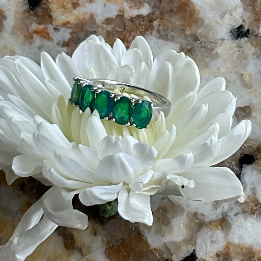 Genuine Ethiopian OPAL STERLING Silver Ring SIZE 6.5 - Picture 10 of 12